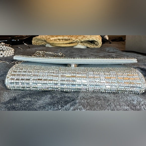 Starlet Silver Crystal Iridescent Evening Handbag with Chain - Picture 8 of 9